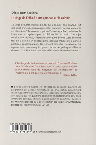 Le singe de Kafka & autres propos sur la colonie de Seloua Luste Boulbina -  Grand Format - Livre - Decitre