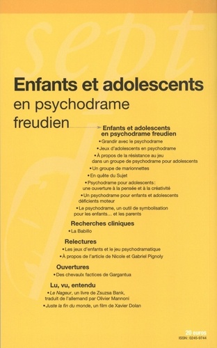 Revue du psychodrame freudien N° 156/2016 Enfants et adolescents en psychodrame freudien