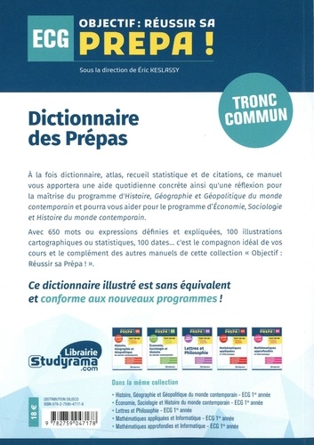 Dictionnaire des Prépas ECG. Tronc commun première et deuxième années