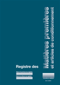 Serge Guillard - Registre des matières premières et articles de conditionnement - Pharmacie.
