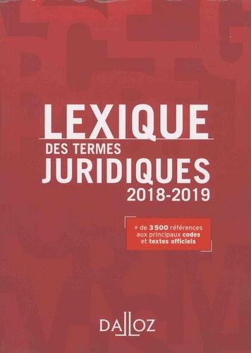 Lexique des termes juridiques  Edition 2018-2019