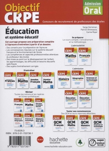 Education et système éducatif. Admission oral  Edition 2019