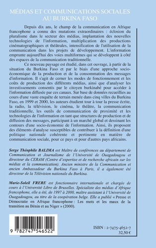 Médias et communications sociales au Burkina Faso. Approche socio-économique de la circulation de l'information