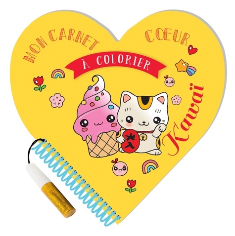 Mon carnet coeur à colorier Kawaï