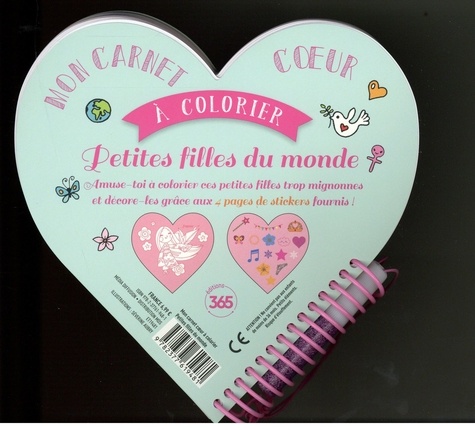 Mon carnet coeur à colorier petites filles du monde. Avec un stylo à paillettes