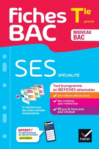 Séverine Bachelerie-Marteau et Sylvie Godineau - Fiches bac SES Tle (spécialité) - Bac 2024 - tout le programme en fiches de révision détachables.