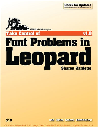 Sharon Zardetto - Take Control of Font Problems in Leopard.