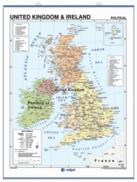  Edigol - United Kingdom & Ireland physical/political - Wall Map 100 x 140 cm.