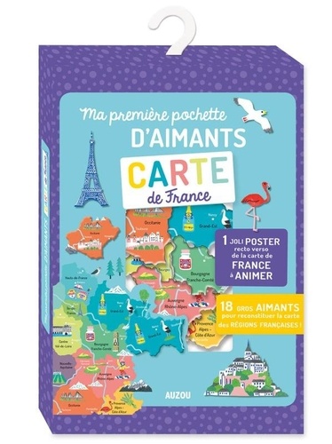 Ma première pochette d'aimants Carte de France. Avec 18 grands aimants et 1 poster