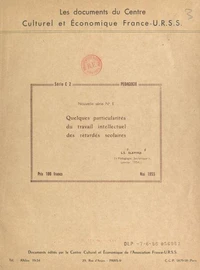 Quelques particularités du travail intellectuel des retardés scolaires