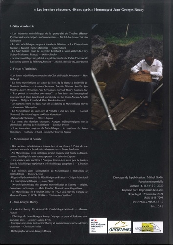 Bulletin de la Société archéologique champenoise Tome 113 N° 2-3/2020 "Les derniers chasseurs, 40 ans après". Hommage à J.-G. Rozoy