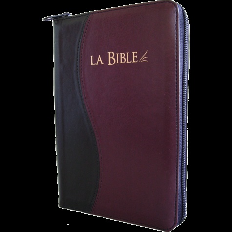  Société biblique de Genève - La Bible - Segond 21, L'original, avec les mots d'aujourd'hui. Reliée souple, similicuir, duo noir et bordeaux, fermeture éclair, tranches or.