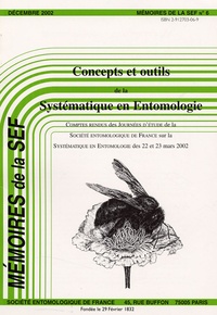 J Pierre et R Roy - Mémoires de la SEF N° 6, 2002 : Concepts et outils de la Systématique en Entomologie.