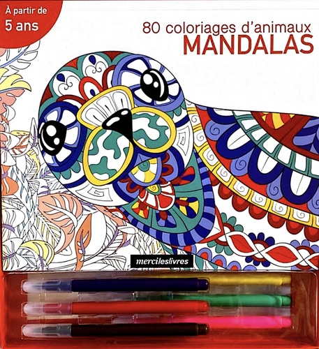 Coffret Mandalas. 80 coloriages d'animaux. Avec des feutres