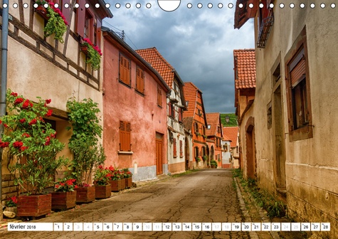 Alsace, magnifiques colombages. Magnifiques maisons traditionnelles à colombages d'Alsace. Calendrier mural A4 horizontal  Edition 2018