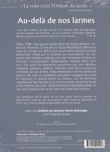 Au-delà de nos larmes  avec 1 CD audio MP3