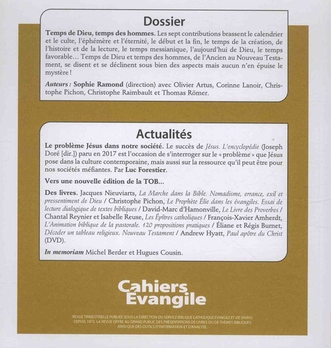 Cahiers Evangile N° 187, mars 2019 Temps de Dieu, temps des hommes