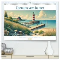 Chemins vers la mer  (Calendrier mural 2026 DIN A2 vertical) calendrier de bureau