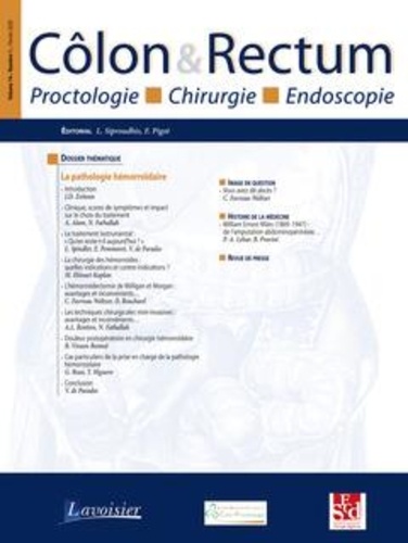  Tec&Doc - Côlon & Rectum Volume 14 N° 1, février 2020 : La pathologie hémorroïdaire - + Lettre Proktos N° 41.