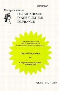  Académie d'agriculture France - Comptes rendus de l'Académie d'Agriculture de France Volume 81, N°2, 1995 : Payen et l'enzymologie.