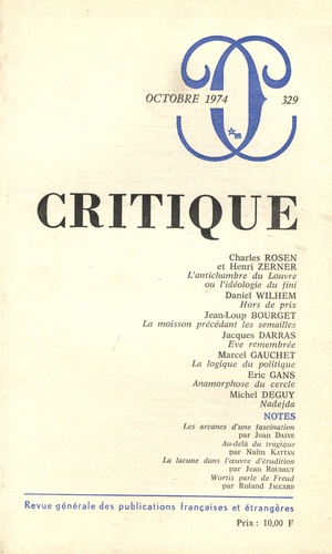 Jean Piel - Critique N° 329, Octobre 1974 : .