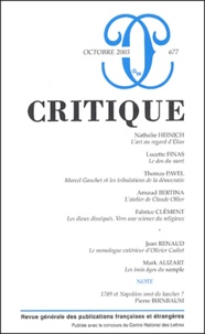 Nathalie Heinich et Lucette Finas - Critique N° 677 Octobre 2003 : .