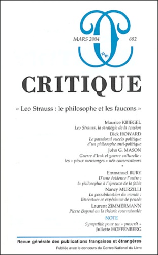  Collectif - Critique N° 682 Mars 2004 : Leo Strauss : le philosophe et les faucons.