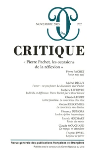Pierre Pachet, les occasions de la réflexion