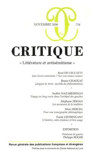 René de Ceccatty - Critique N° 714, Novembre 200 : "Littérature et antisémitisme".