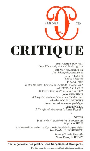 Jean-Claude Bonnet et Jean-Marie Schaeffer - Critique N° 720, Mai 2007 : .