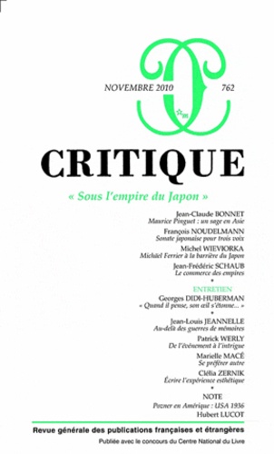 Jean-Claude Bonnet et François Noudelmann - Critique N° 762, Novembre 201 : Sous l'empire du Japon.