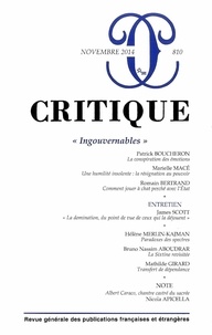 Patrick Boucheron et Marielle Macé - Critique N° 810 Novembre 2014 : "Ingouvernables".