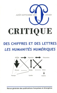 Alexandre Gefen - Critique N° 819-820, Août-septembre 2015 : Des chiffres et des lettres : les humanités numériques.