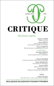 Philippe Roger - Critique N° 850, mars 2018 : Révolution végétale.