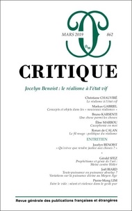 Philippe Roger - Critique N° 862, mars 2019 : Jocelyn Benoist : le réalisme à l'état vif.