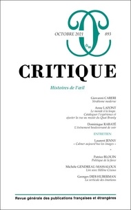 Philippe Roger - Critique N° 893, octobre 2021 : Histoires de l'oeil.