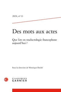 Que lire en traductologie francophone aujourd'hui ?