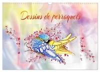 Dusanka Djeric - CALVENDO Art  : Dessins de perroquets (Calendrier mural 2024 DIN A3 vertical), CALVENDO calendrier mensuel - Perroquets du monde des crayons de couleur.