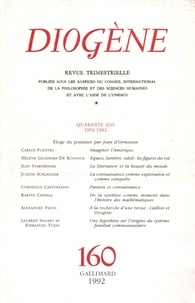  Gallimard - Diogène N° 160 : Quarante ans (1952-1992).