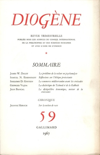  Gallimard - Diogène N° 59 : .