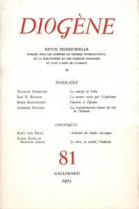  Gallimard - Diogène N° 81 : .