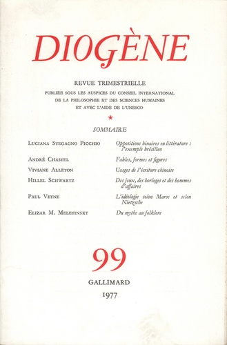  Gallimard - Diogène N° 99 : .