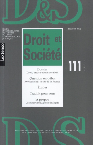 Droit et Société N° 111/2022 Droit, justice et temporalités