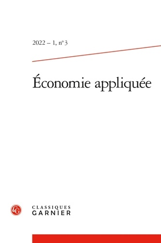 Economie appliquée N° 3, 2022-1