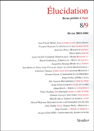 Jean-Claude Milner et François Régnault - Elucidation N° 8/9 Hiver 2003-20 : .