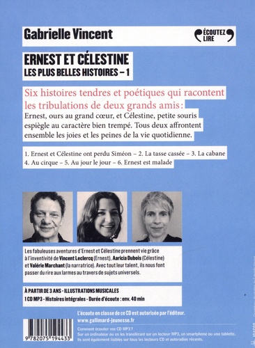 Ernest et Célestine  Les plus belles histoires - 1 -  avec 1 CD audio MP3