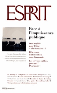  Collectif - Esprit N° 392, février 2013 : Face a l'impuissance publique.