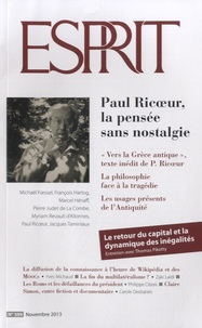 Olivier Mongin - Esprit N° 399, Novembre 2013 : Paul Ricoeur, la pensée sans nostalgie.