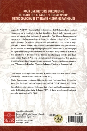 Etudes d'histoire du droit et des idées politiques N° 27/2020 Pour une histoire européeenne du droit des affaires. Comparaison méthodologique