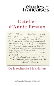 L'atelier d'Annie Ernaux